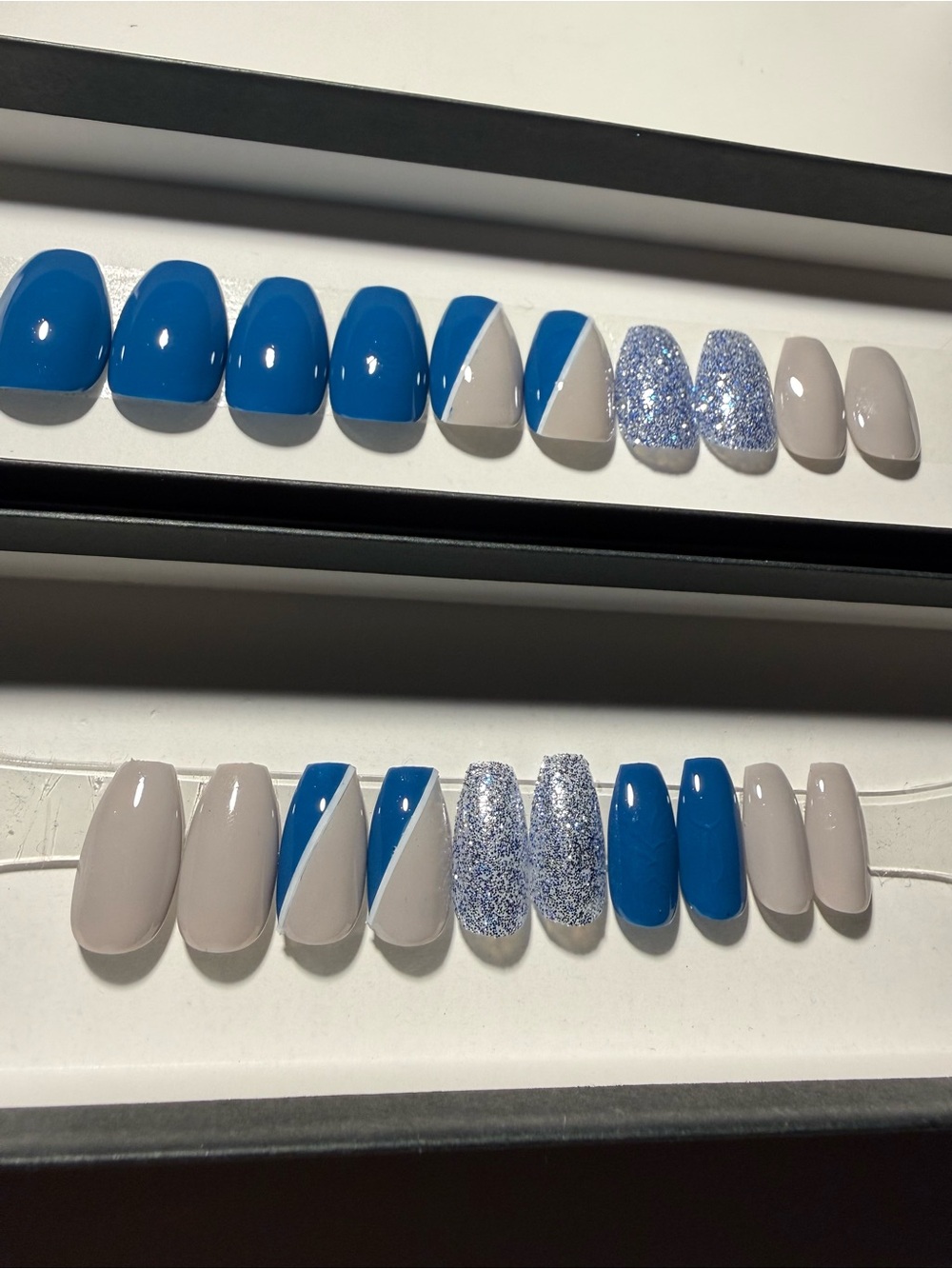 Blue & Gray Glitter Coffin Press-On Nail Set - Picture 8 of 8